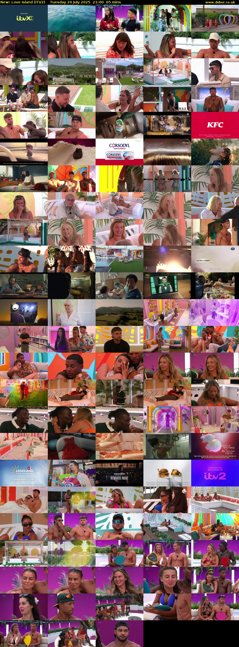 Love Island (ITV2) Tuesday 29 July 2025 21:00 - 22:05