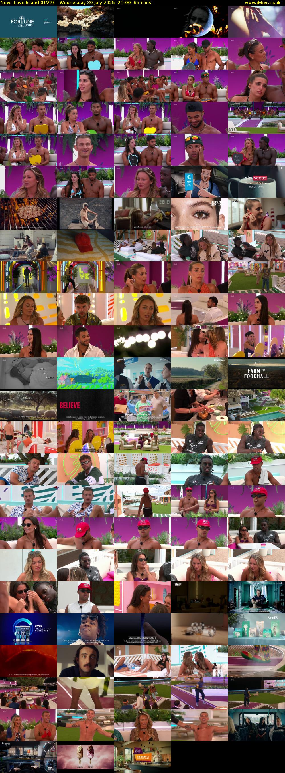 Love Island (ITV2) Wednesday 30 July 2025 21:00 - 22:05