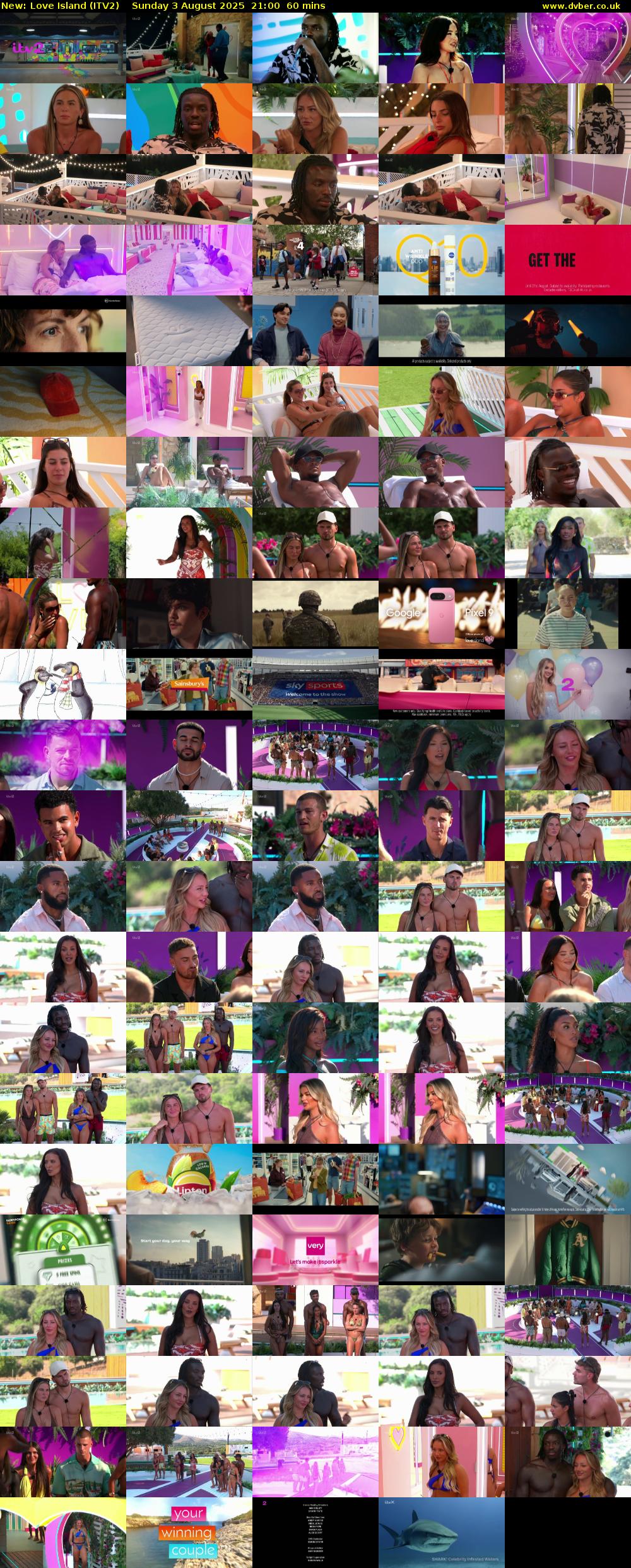 Love Island (ITV2) Sunday 3 August 2025 21:00 - 22:00
