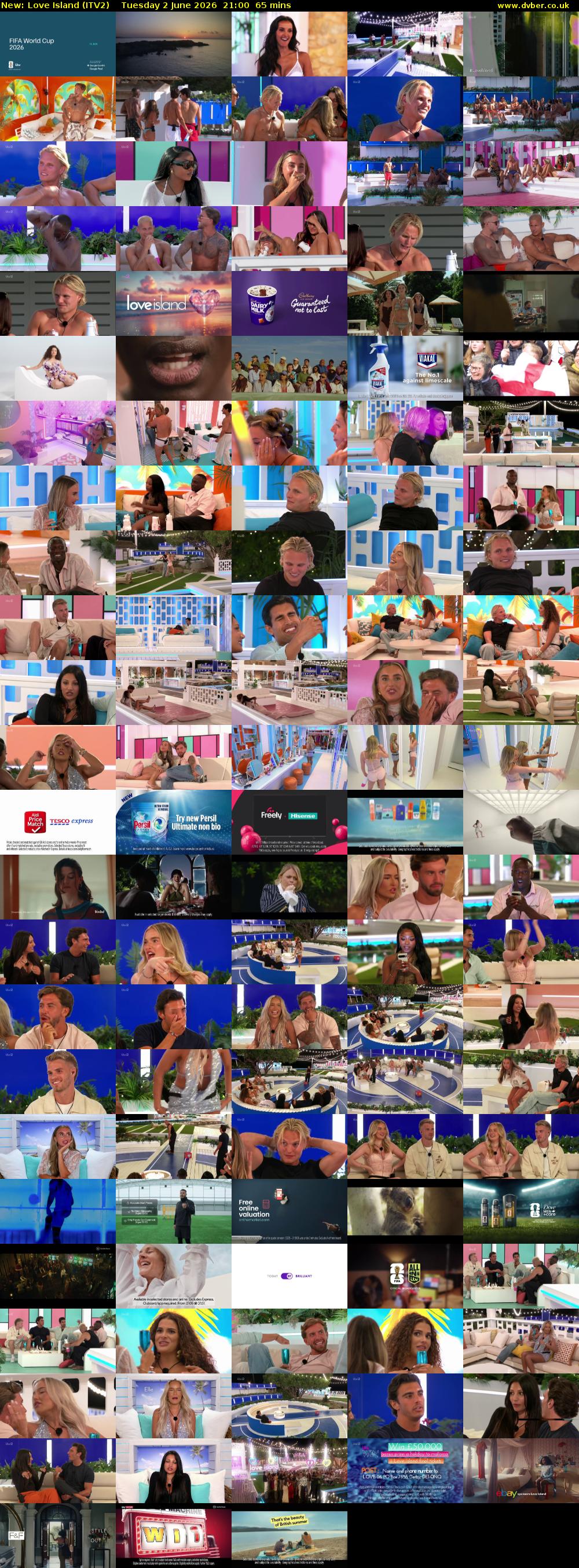 Love Island (ITV2) Tuesday 2 June 2026 21:00 - 22:05