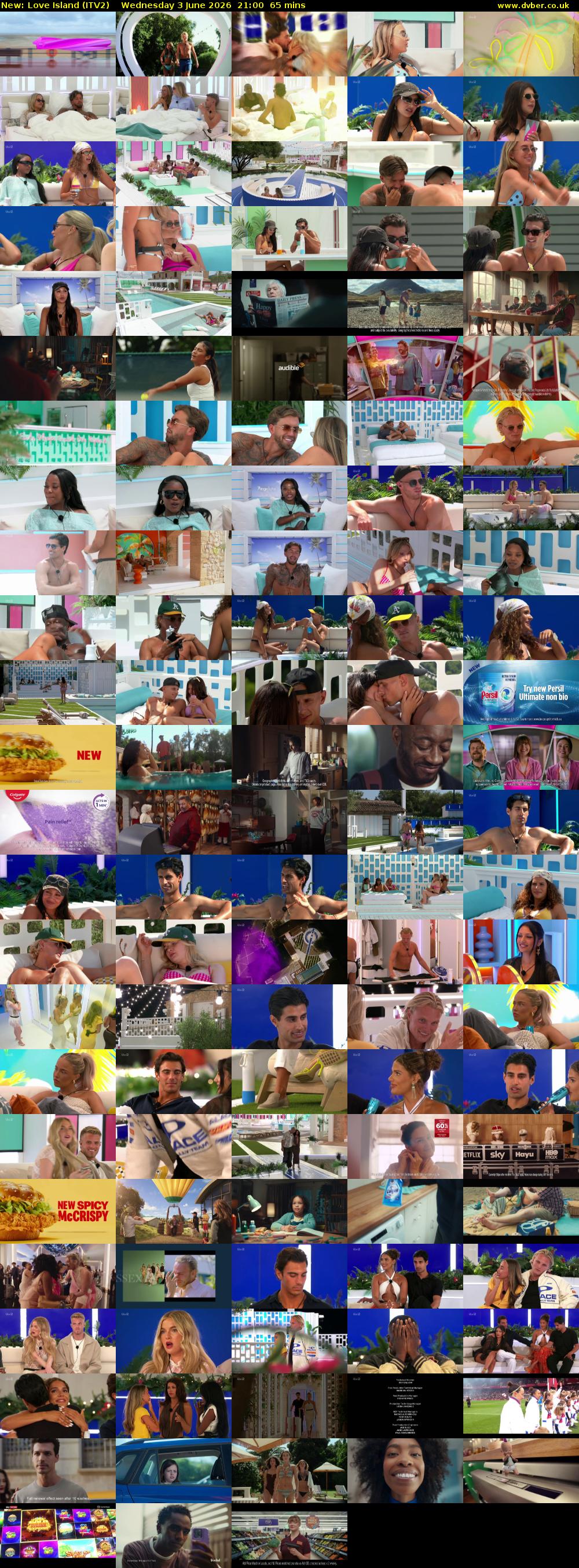 Love Island (ITV2) Wednesday 3 June 2026 21:00 - 22:05