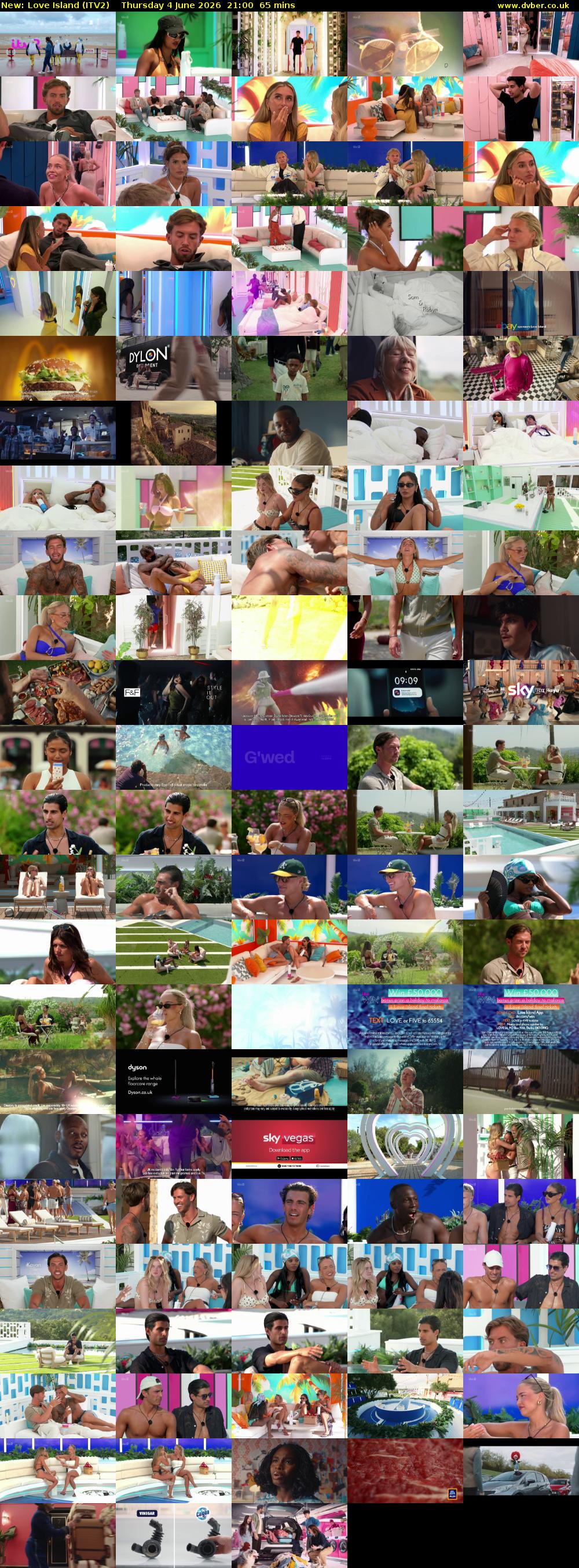 Love Island (ITV2) Thursday 4 June 2026 21:00 - 22:05
