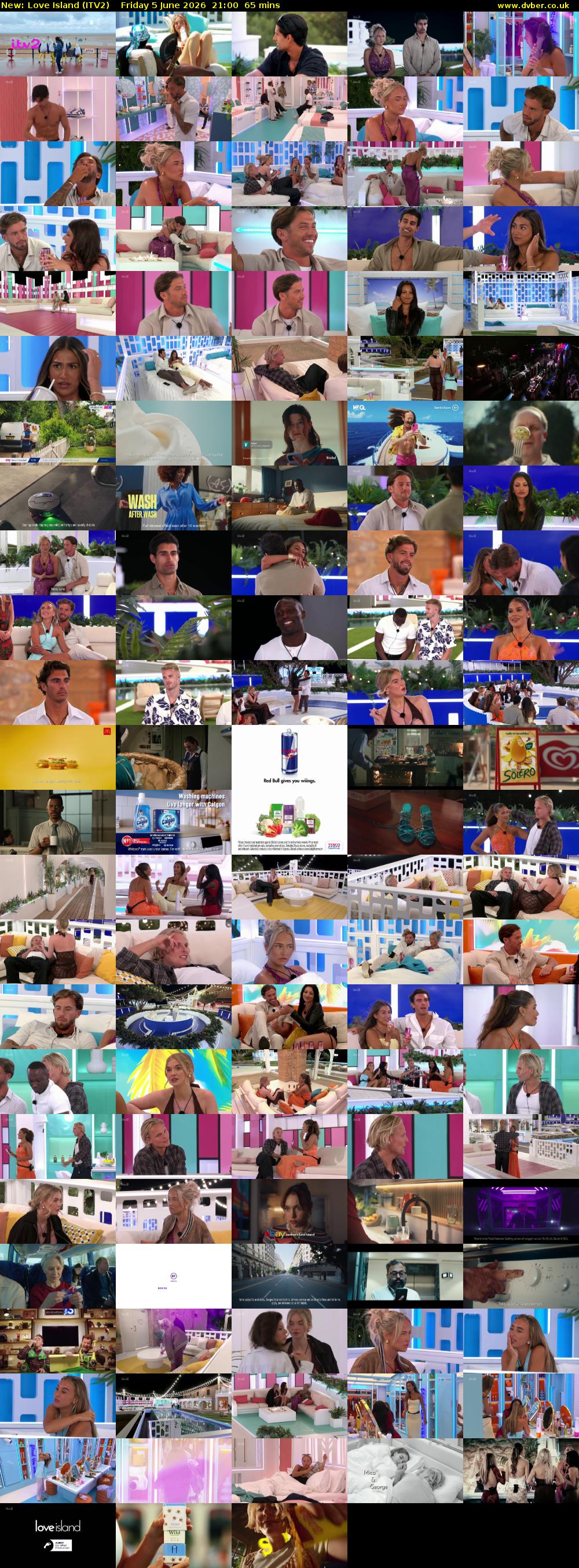 Love Island (ITV2) Friday 5 June 2026 21:00 - 22:05