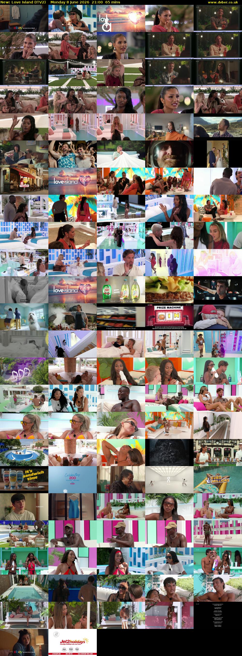 Love Island (ITV2) Monday 8 June 2026 21:00 - 22:05