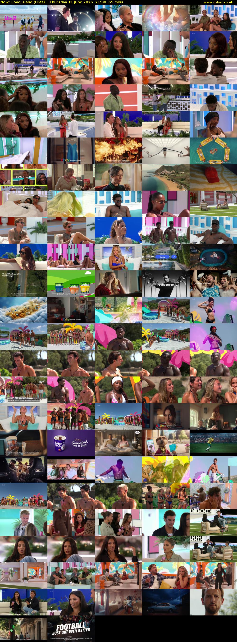 Love Island (ITV2) Thursday 11 June 2026 21:00 - 22:05