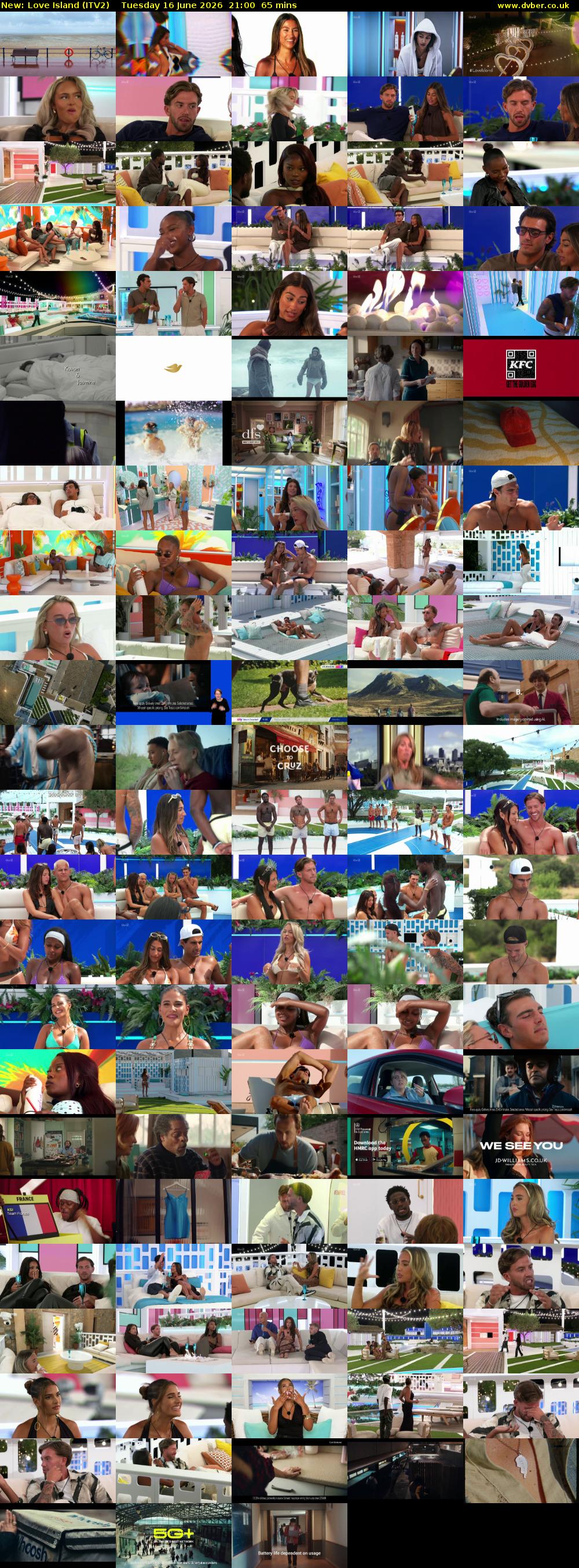 Love Island (ITV2) Tuesday 16 June 2026 21:00 - 22:05