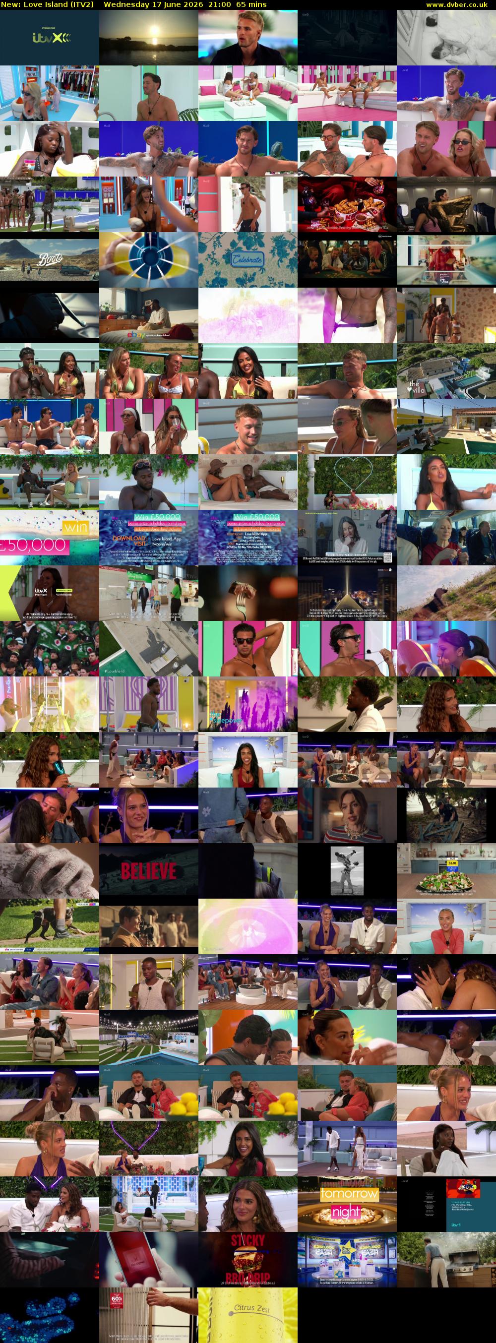 Love Island (ITV2) Wednesday 17 June 2026 21:00 - 22:05