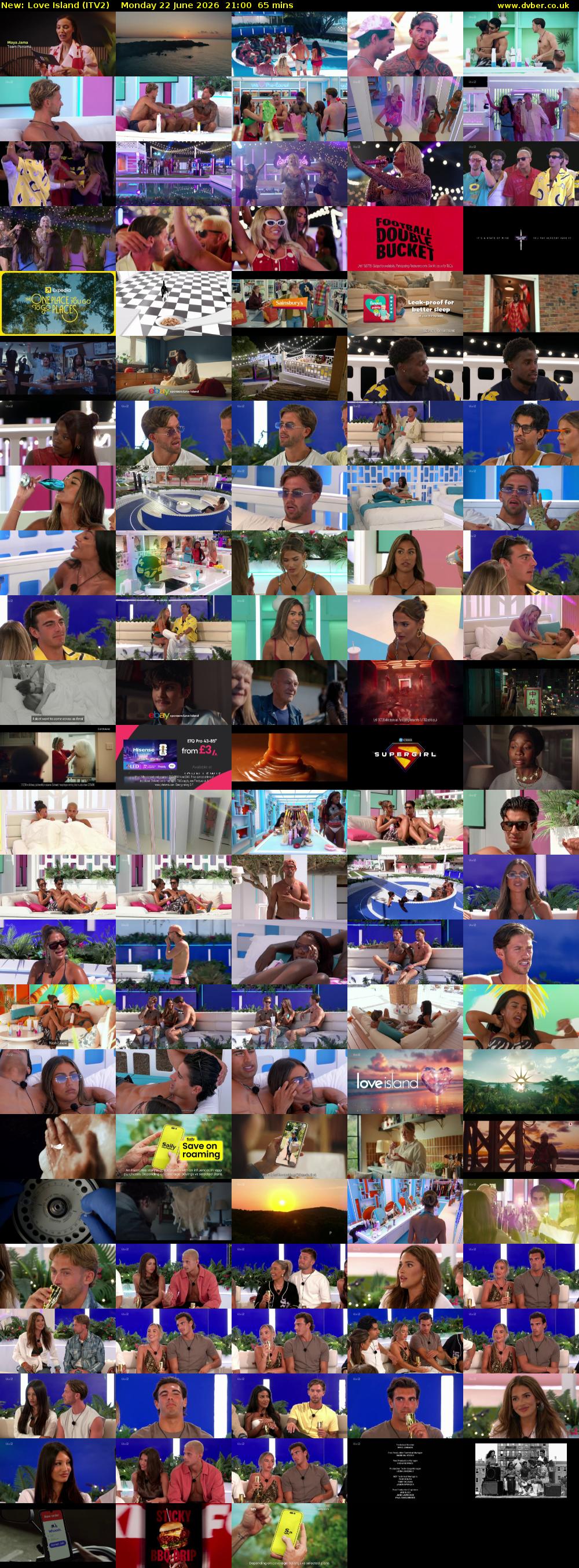 Love Island (ITV2) Monday 22 June 2026 21:00 - 22:05