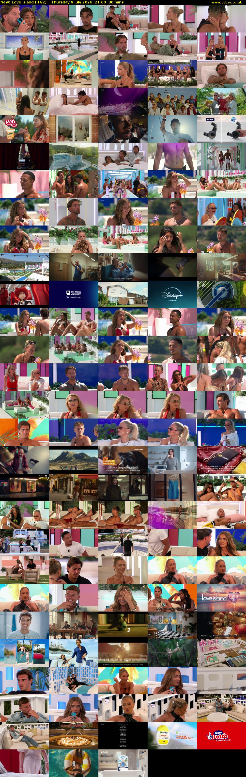 Love Island (ITV2) Thursday 9 July 2026 21:00 - 22:20