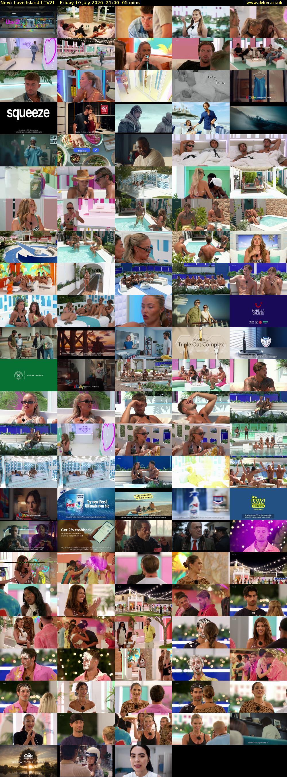 Love Island (ITV2) Friday 10 July 2026 21:00 - 22:05