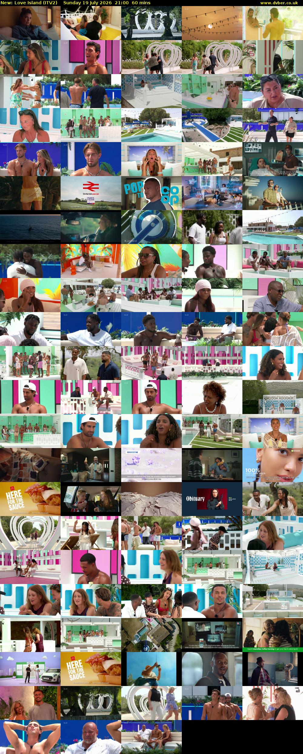 Love Island (ITV2) Sunday 19 July 2026 21:00 - 22:00