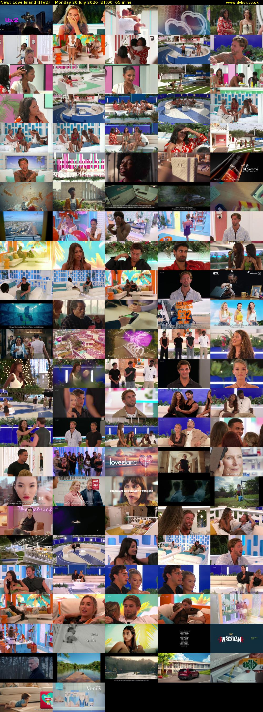 Love Island (ITV2) Monday 20 July 2026 21:00 - 22:05
