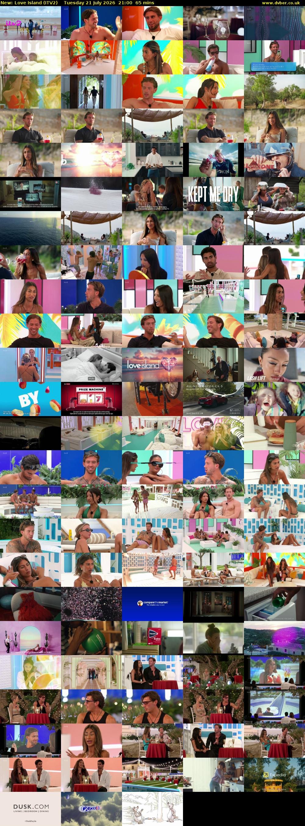 Love Island (ITV2) Tuesday 21 July 2026 21:00 - 22:05