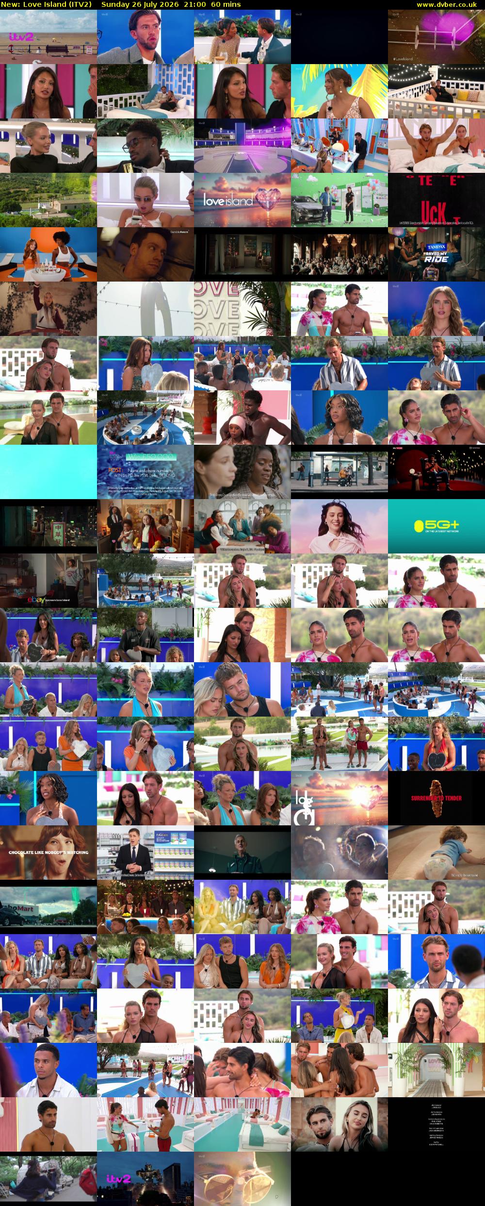 Love Island (ITV2) Sunday 26 July 2026 21:00 - 22:00