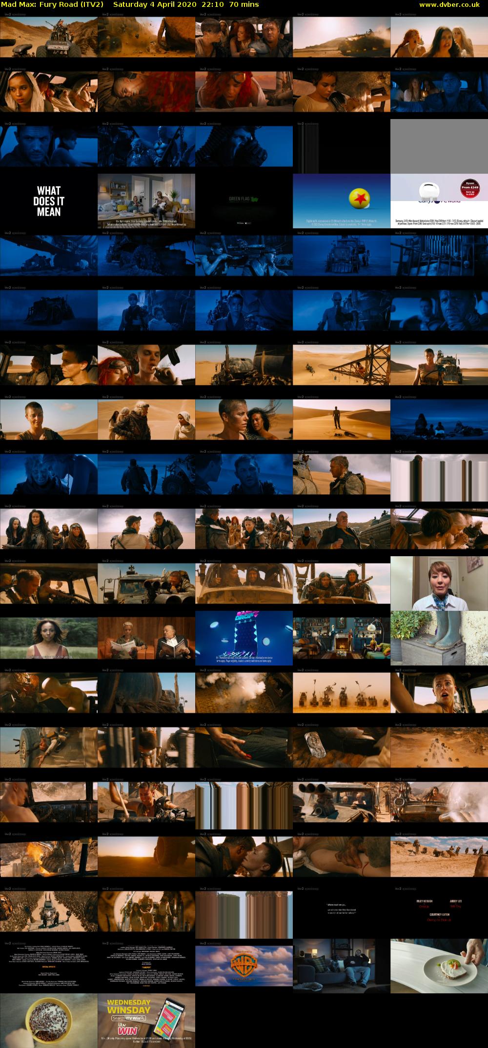 Mad Max: Fury Road (ITV2) Saturday 4 April 2020 22:10 - 23:20