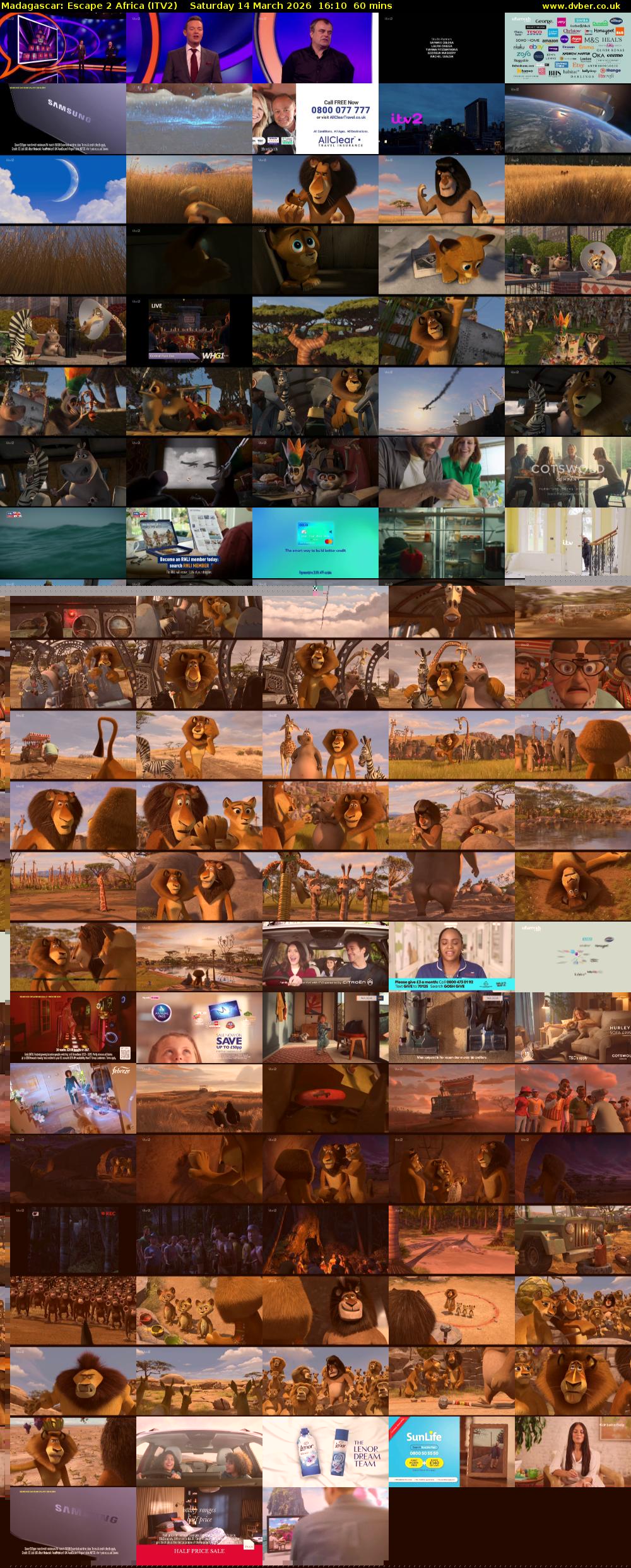 Madagascar: Escape 2 Africa (ITV2) Saturday 14 March 2026 16:10 - 17:10
