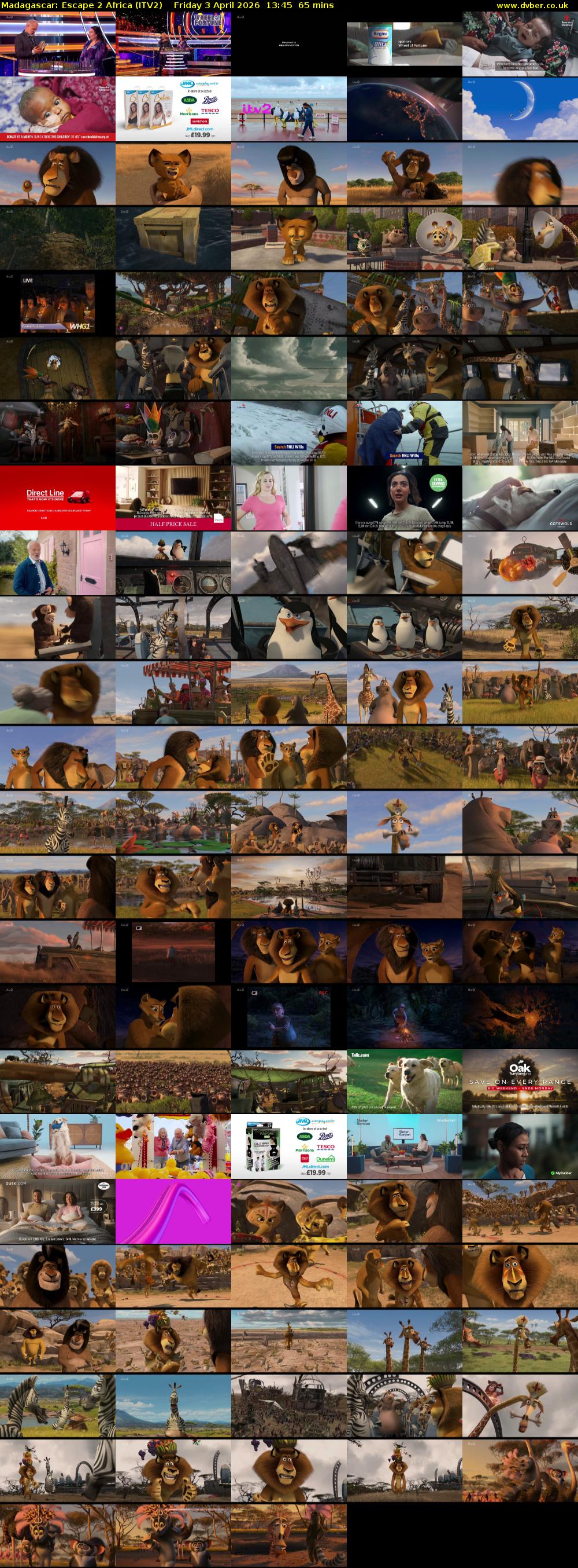Madagascar: Escape 2 Africa (ITV2) Friday 3 April 2026 13:45 - 14:50