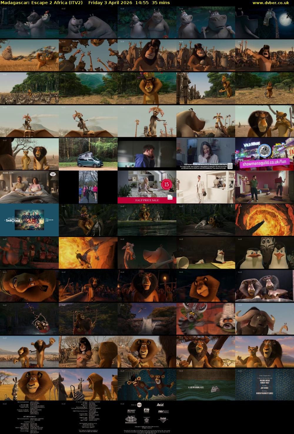 Madagascar: Escape 2 Africa (ITV2) Friday 3 April 2026 14:55 - 15:30