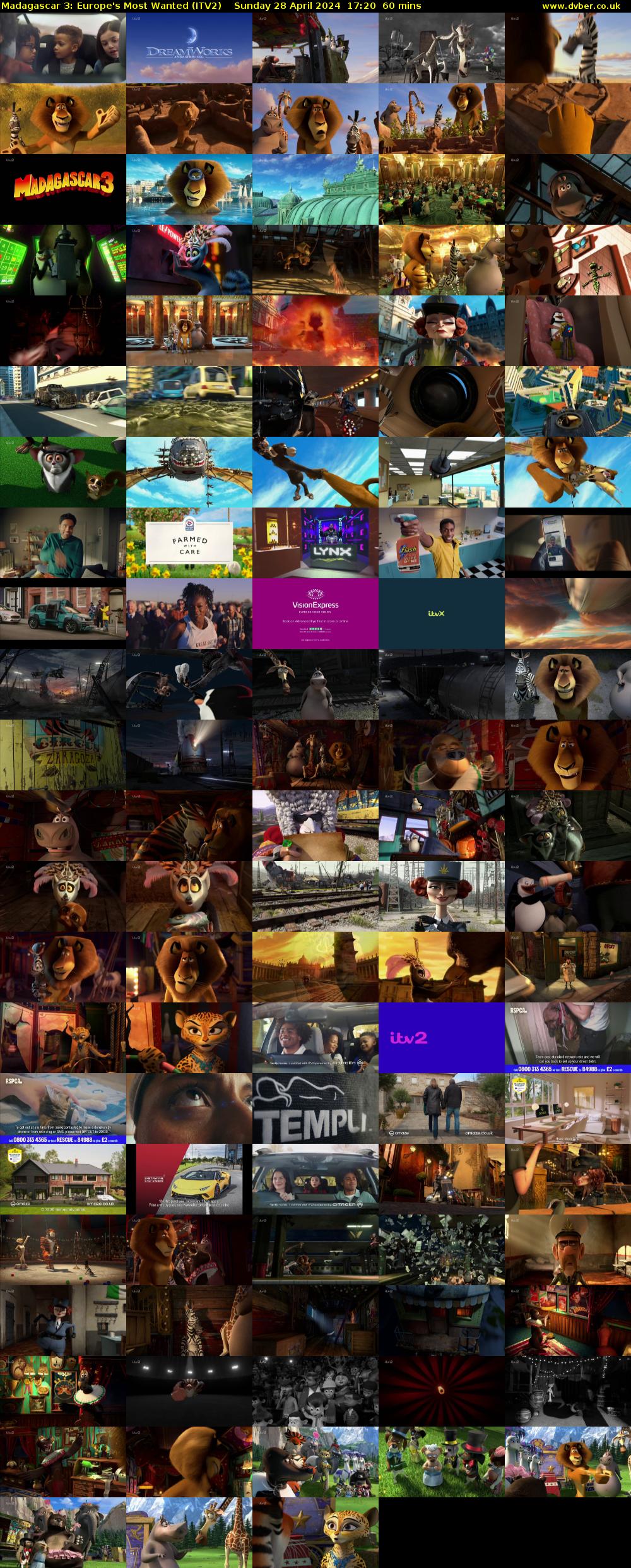 Madagascar 3: Europe's Most Wanted (ITV2) Sunday 28 April 2024 17:20 - 18:20