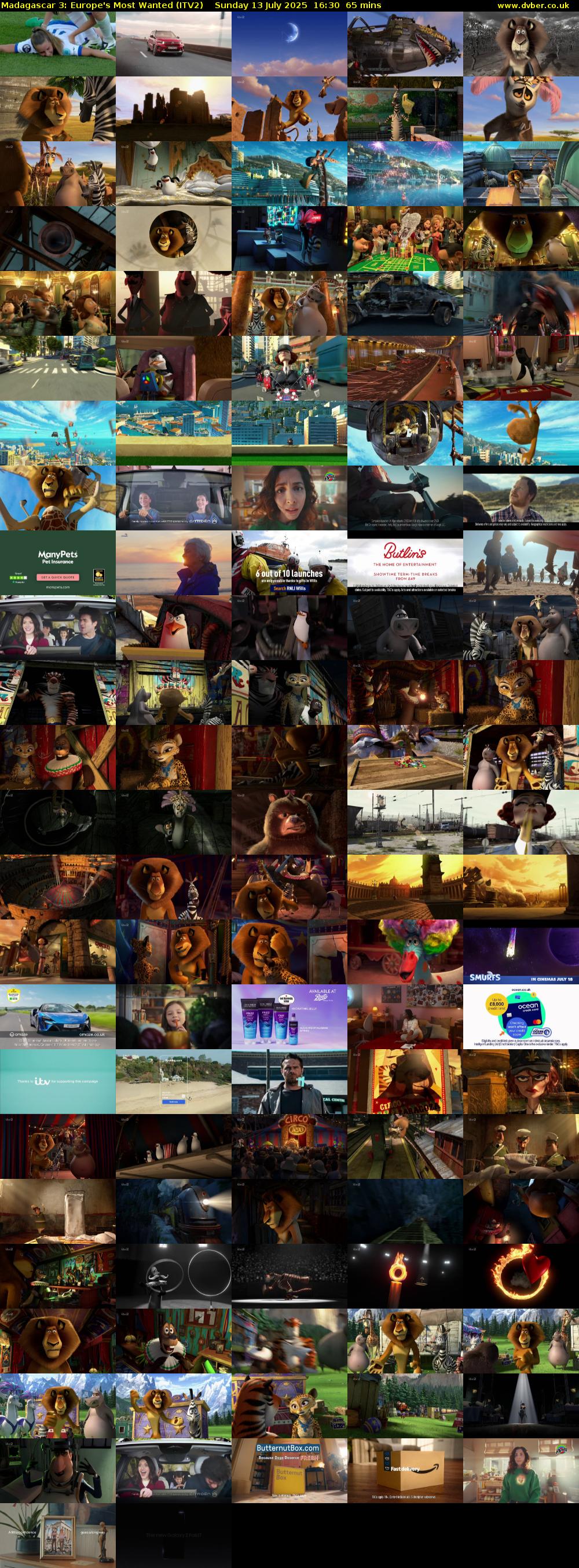 Madagascar 3: Europe's Most Wanted (ITV2) Sunday 13 July 2025 16:30 - 17:35