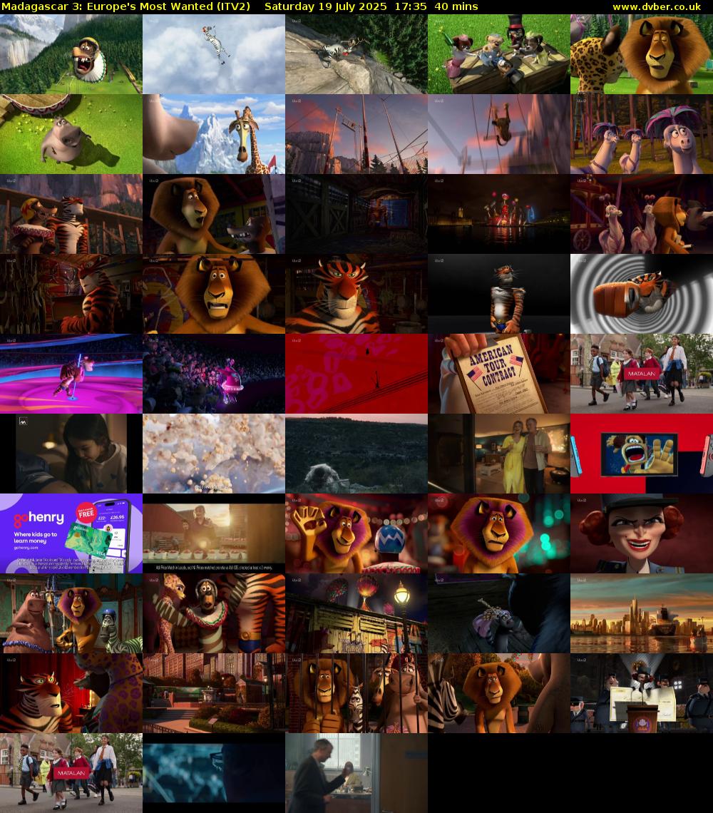 Madagascar 3: Europe's Most Wanted (ITV2) Saturday 19 July 2025 17:35 - 18:15