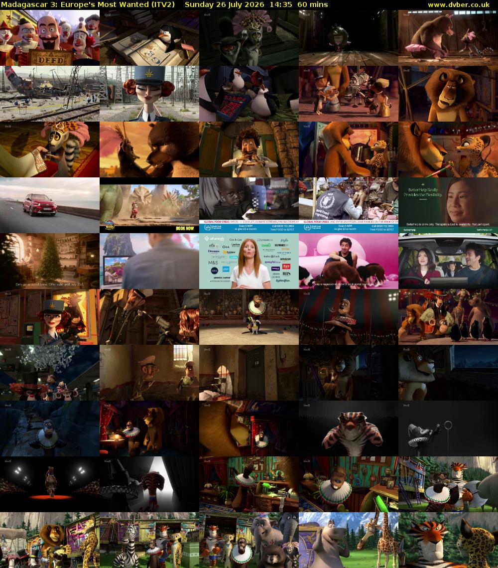 Madagascar 3: Europe's Most Wanted (ITV2) Sunday 26 July 2026 14:35 - 15:35