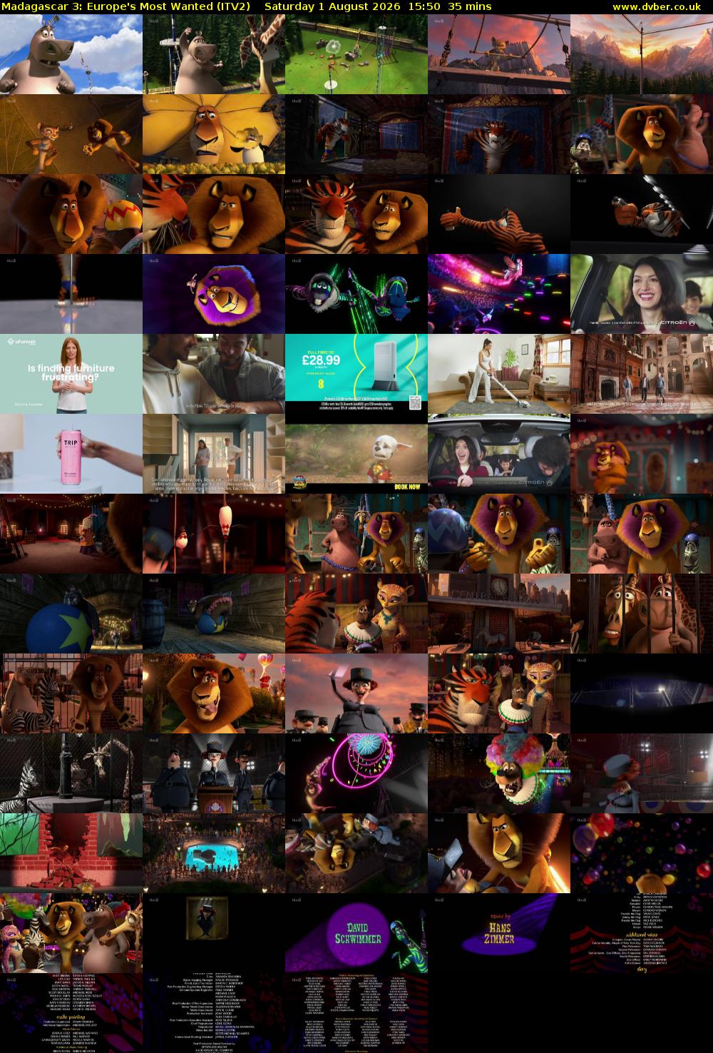 Madagascar 3: Europe's Most Wanted (ITV2) Saturday 1 August 2026 15:50 - 16:25