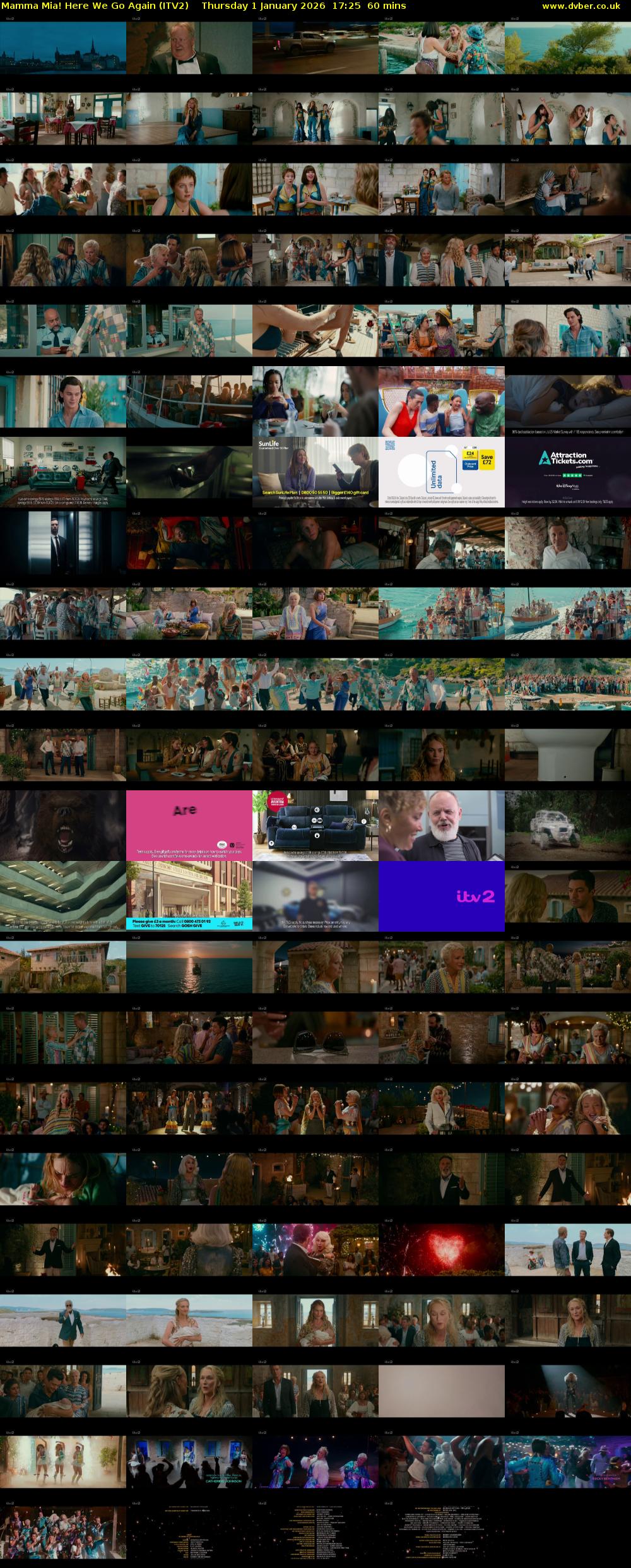 Mamma Mia! Here We Go Again (ITV2) Thursday 1 January 2026 17:25 - 18:25