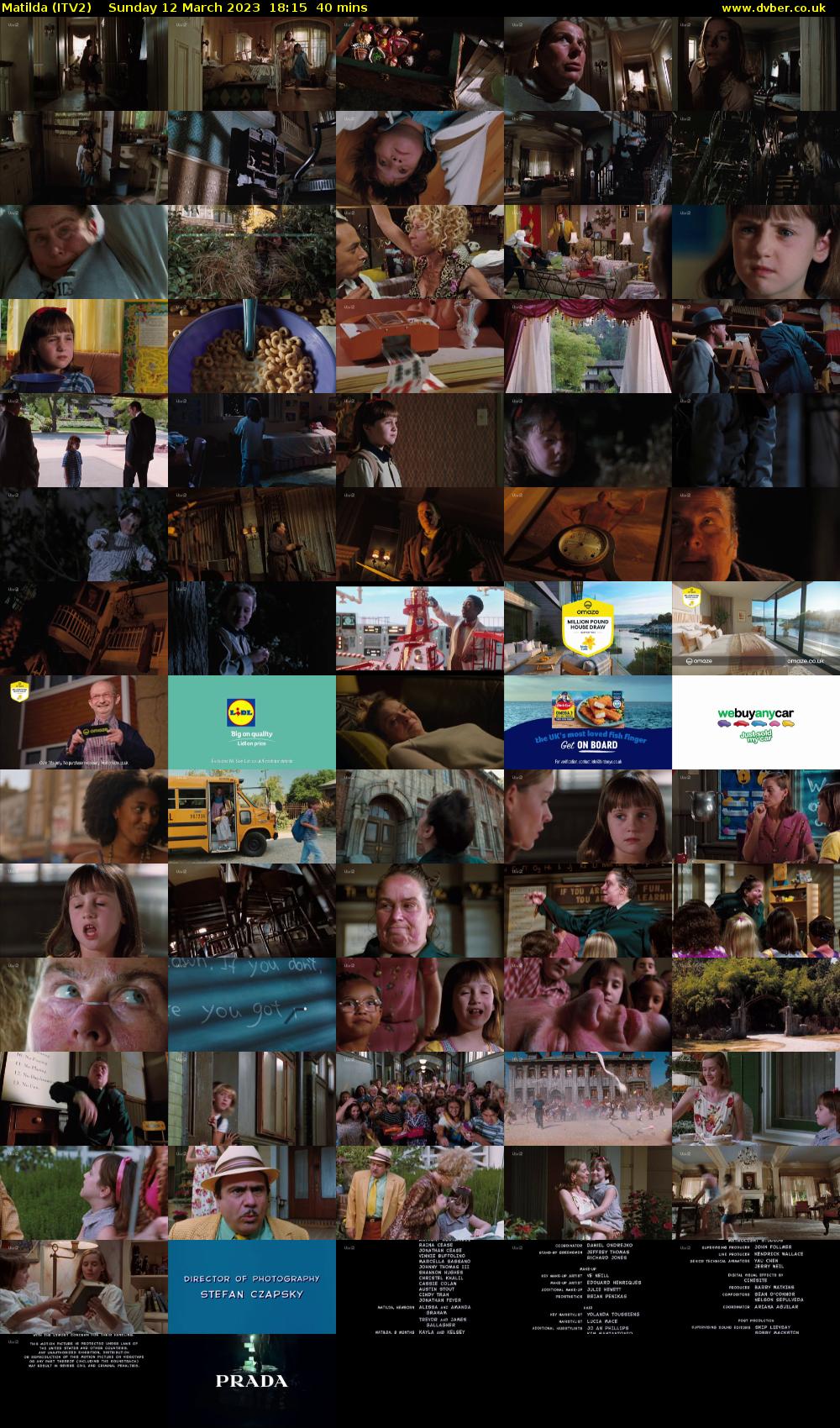 Matilda (ITV2) Sunday 12 March 2023 18:15 - 18:55