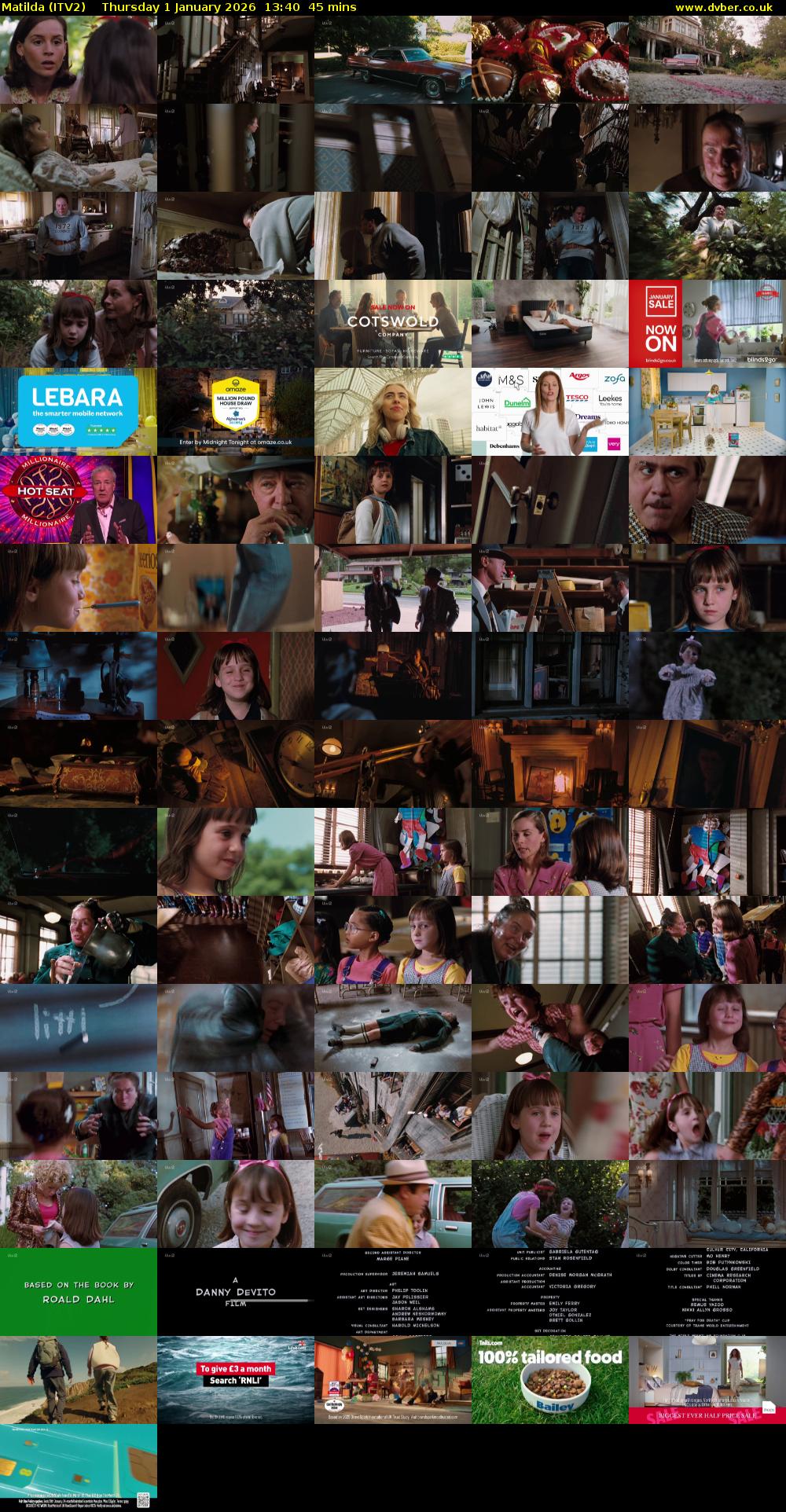 Matilda (ITV2) Thursday 1 January 2026 13:40 - 14:25