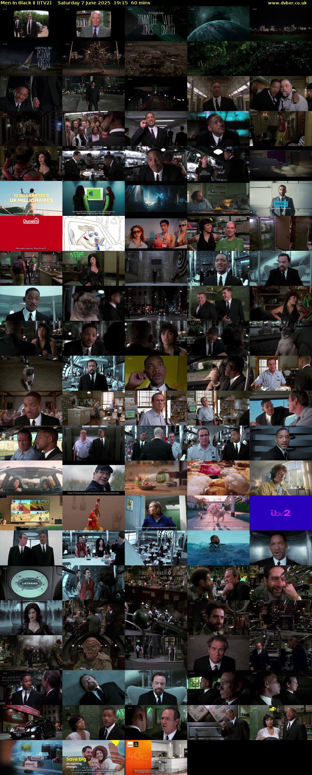 Men in Black II (ITV2) Saturday 7 June 2025 19:15 - 20:15