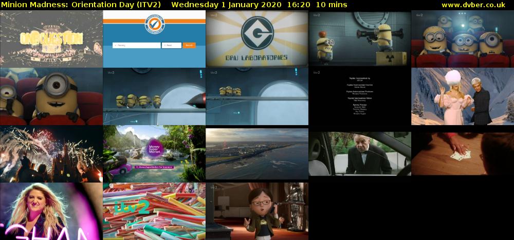 Minion Madness: Orientation Day (ITV2) Wednesday 1 January 2020 16:20 - 16:30