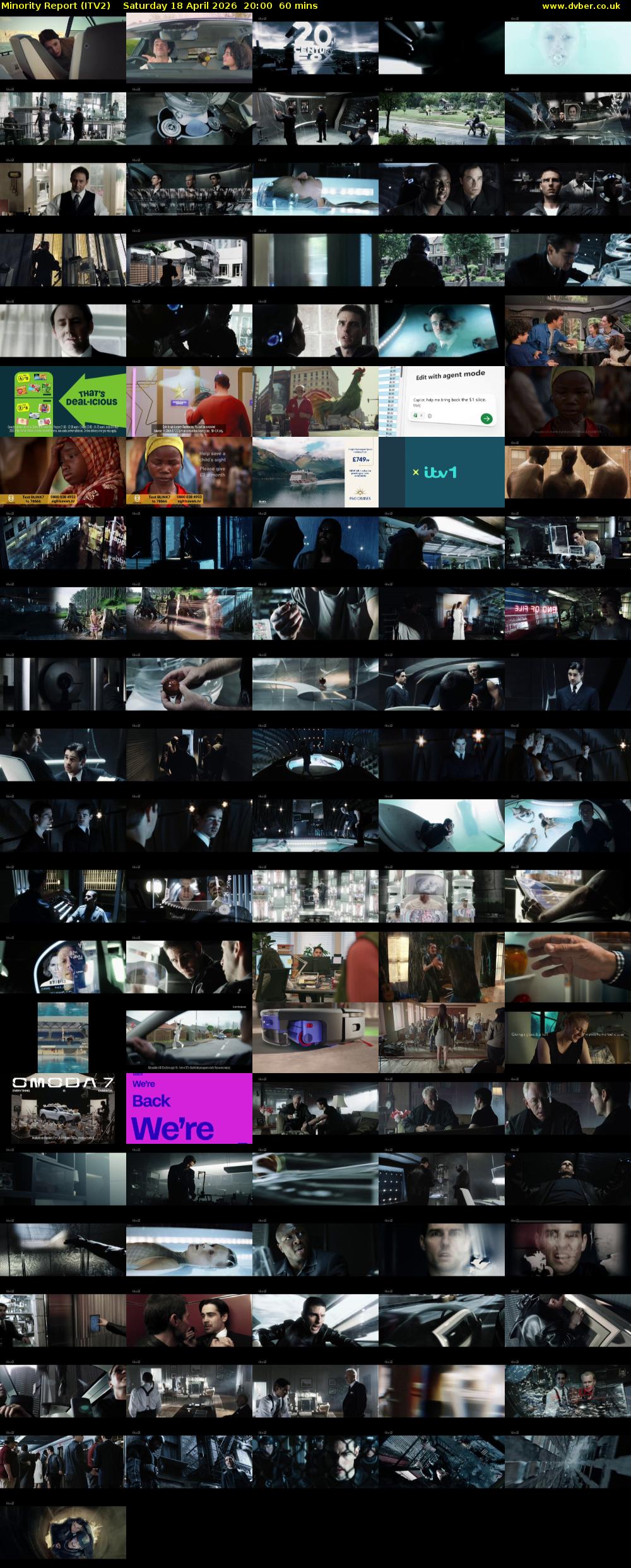Minority Report (ITV2) Saturday 18 April 2026 20:00 - 21:00