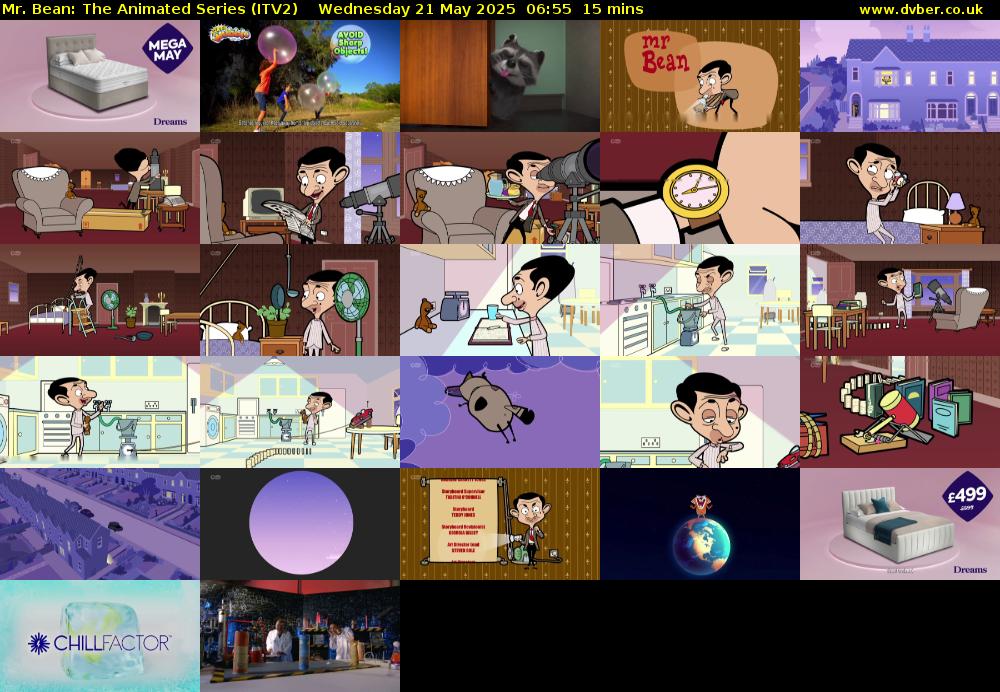 Mr. Bean: The Animated Series (ITV2) Wednesday 21 May 2025 06:55 - 07:10
