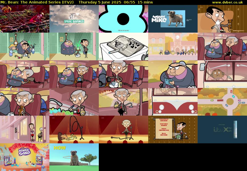 Mr. Bean: The Animated Series (ITV2) Thursday 5 June 2025 06:55 - 07:10