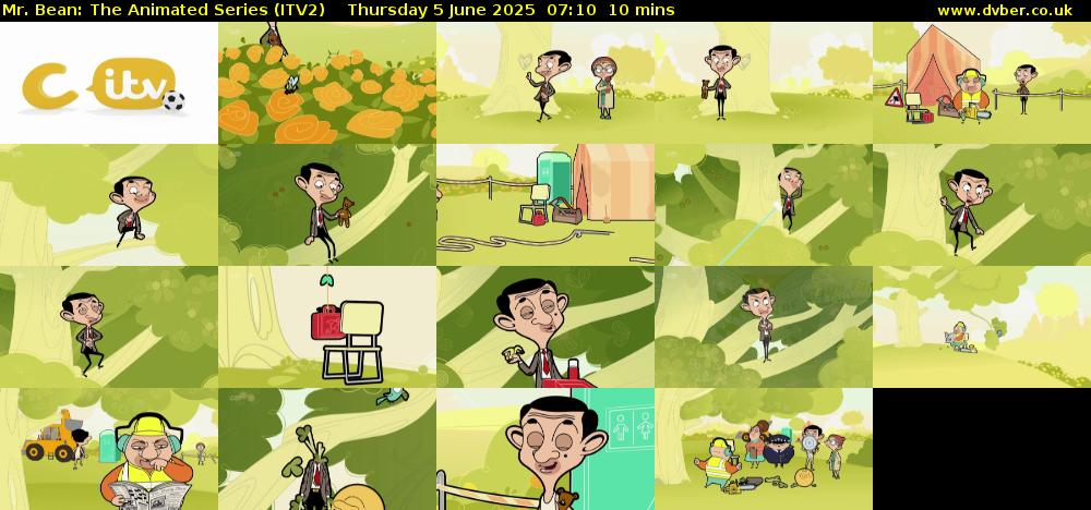 Mr. Bean: The Animated Series (ITV2) Thursday 5 June 2025 07:10 - 07:20
