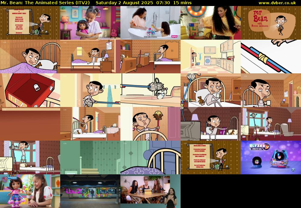 Mr. Bean: The Animated Series (ITV2) Saturday 2 August 2025 07:30 - 07:45
