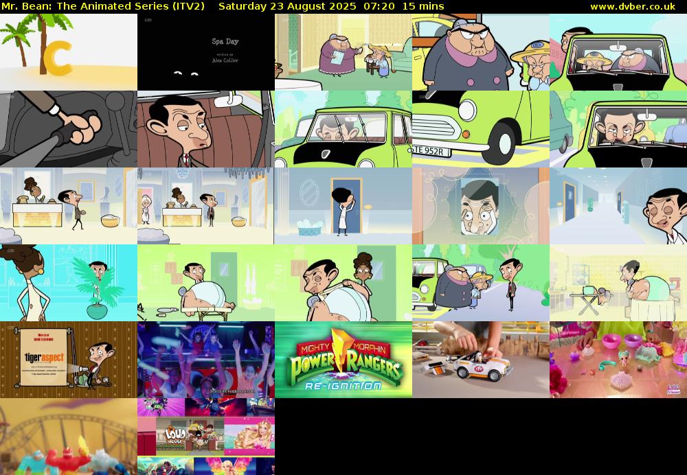 Mr. Bean: The Animated Series (ITV2) Saturday 23 August 2025 07:20 - 07:35