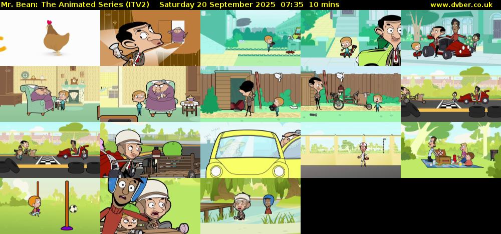 Mr. Bean: The Animated Series (ITV2) Saturday 20 September 2025 07:35 - 07:45