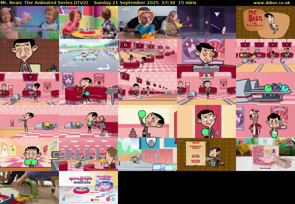 Mr. Bean: The Animated Series (ITV2) Sunday 21 September 2025 07:30 - 07:45