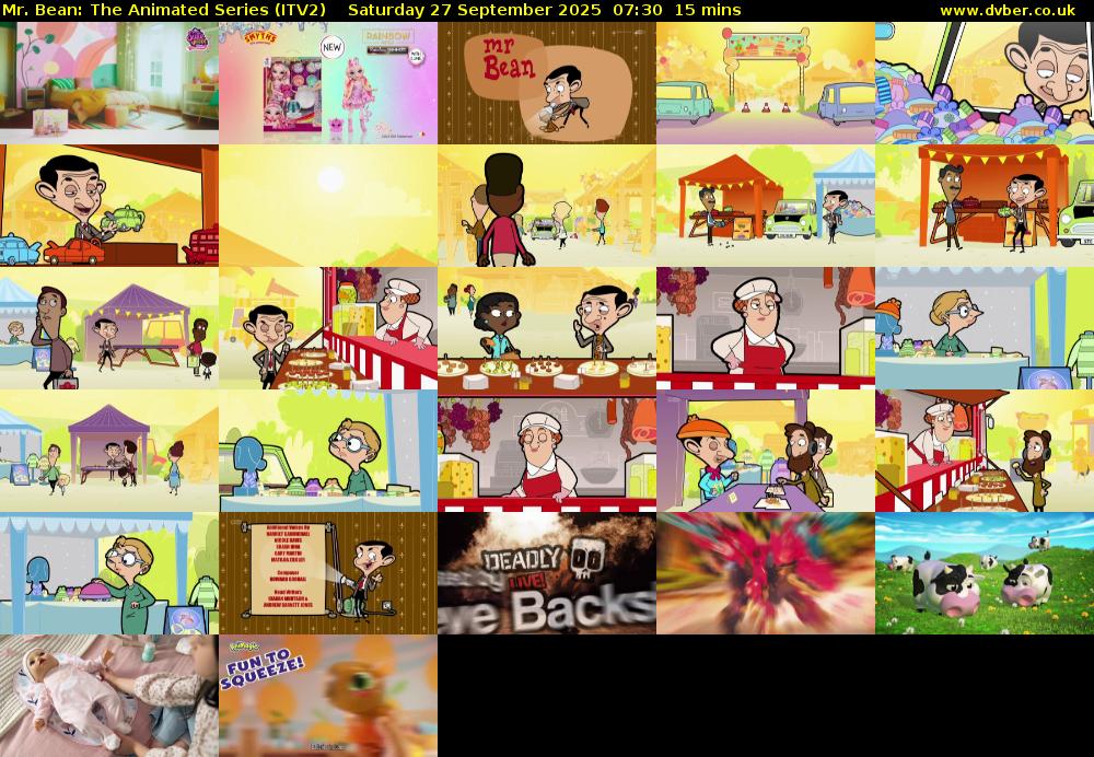 Mr. Bean: The Animated Series (ITV2) Saturday 27 September 2025 07:30 - 07:45