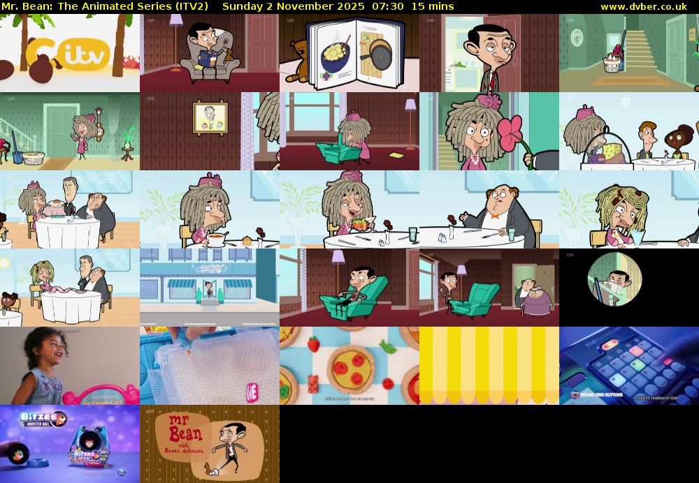 Mr. Bean: The Animated Series (ITV2) Sunday 2 November 2025 07:30 - 07:45