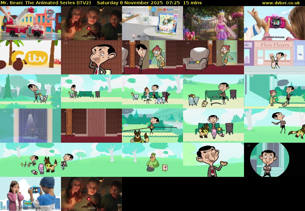 Mr. Bean: The Animated Series (ITV2) Saturday 8 November 2025 07:25 - 07:40