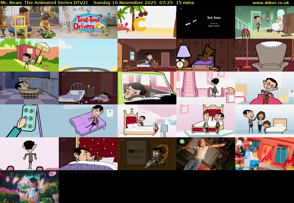 Mr. Bean: The Animated Series (ITV2) Sunday 16 November 2025 07:25 - 07:40