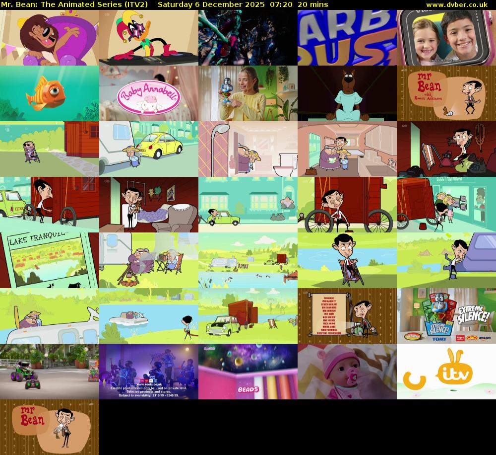 Mr. Bean: The Animated Series (ITV2) Saturday 6 December 2025 07:20 - 07:40
