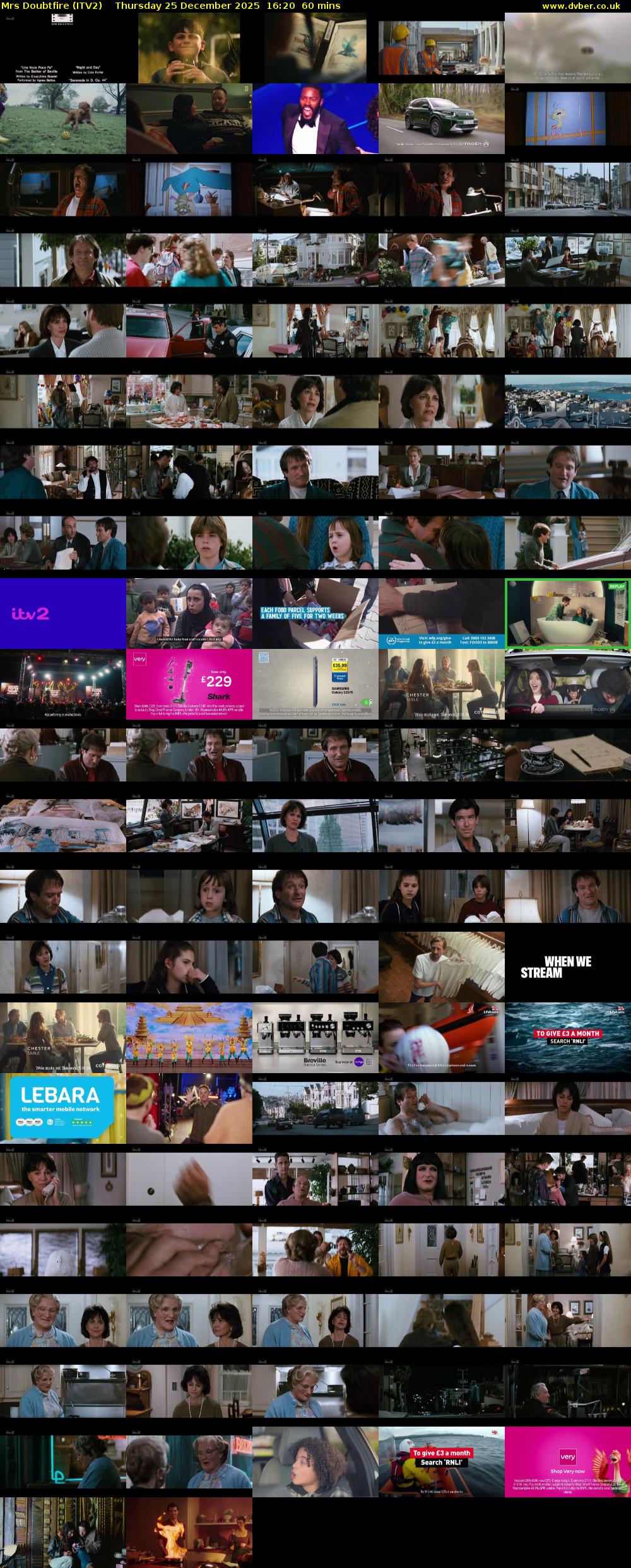 Mrs Doubtfire (ITV2) Thursday 25 December 2025 16:20 - 17:20
