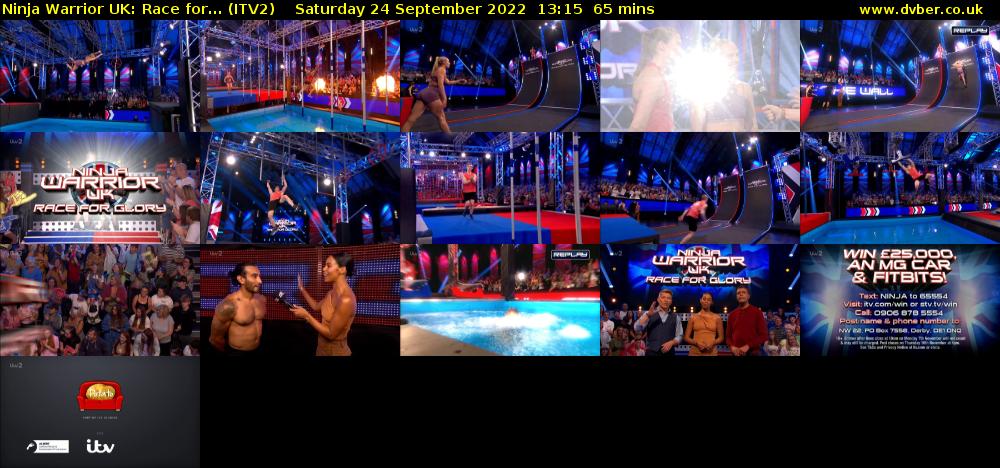 Ninja Warrior UK: Race for... (ITV2) Saturday 24 September 2022 13:15 - 14:20