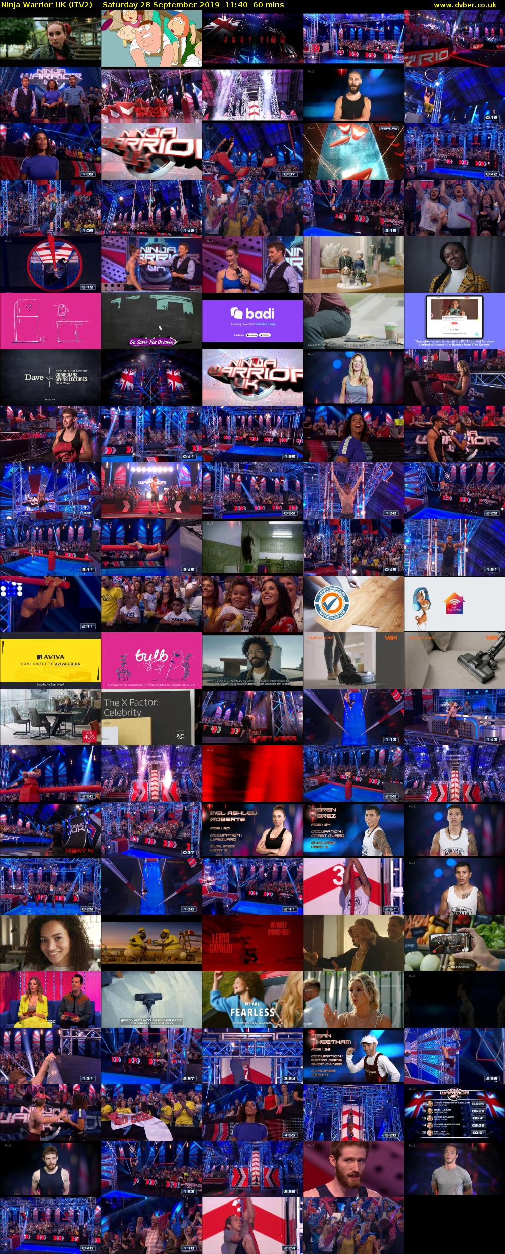 Ninja Warrior UK (ITV2) Saturday 28 September 2019 11:40 - 12:40