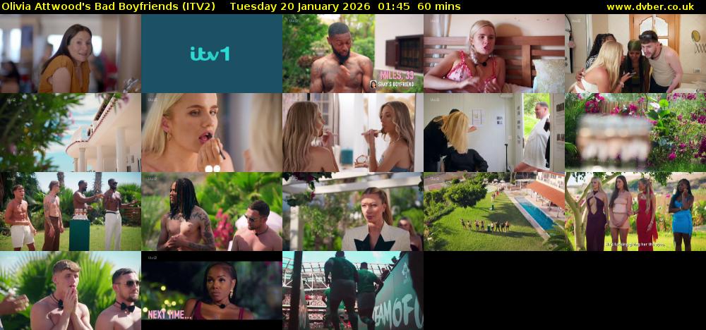 Olivia Attwood's Bad Boyfriends (ITV2) Tuesday 20 January 2026 01:45 - 02:45