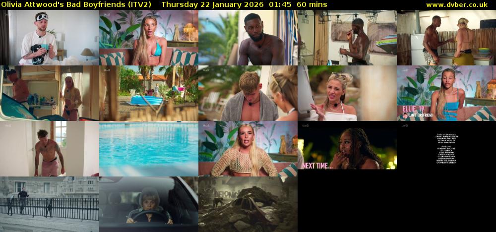 Olivia Attwood's Bad Boyfriends (ITV2) Thursday 22 January 2026 01:45 - 02:45